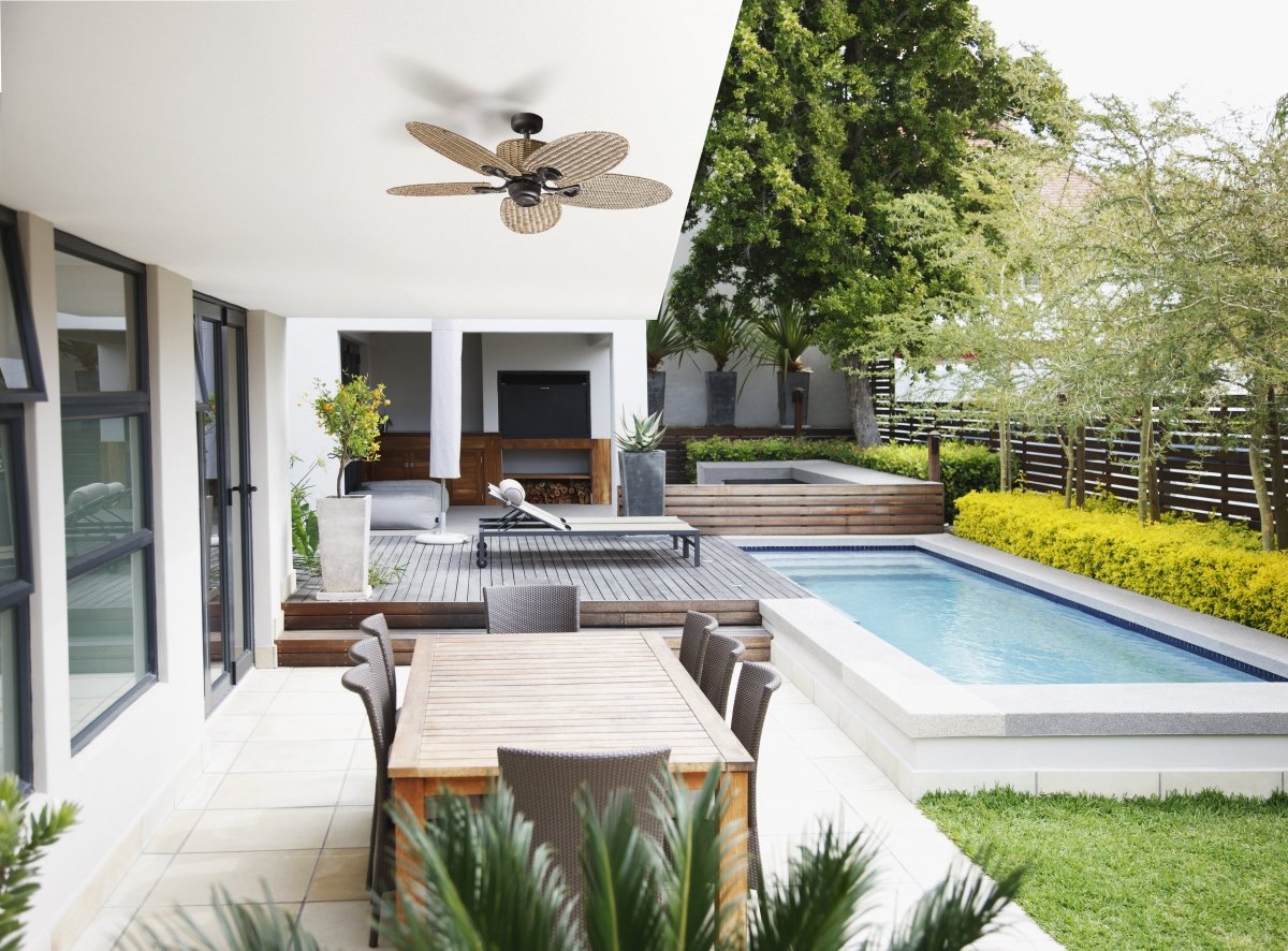 Hamilton 52" 5 Blade Palm Ceiling Fan Only Old Bronze - MHF135OB Martec, FANS, mhf135ob